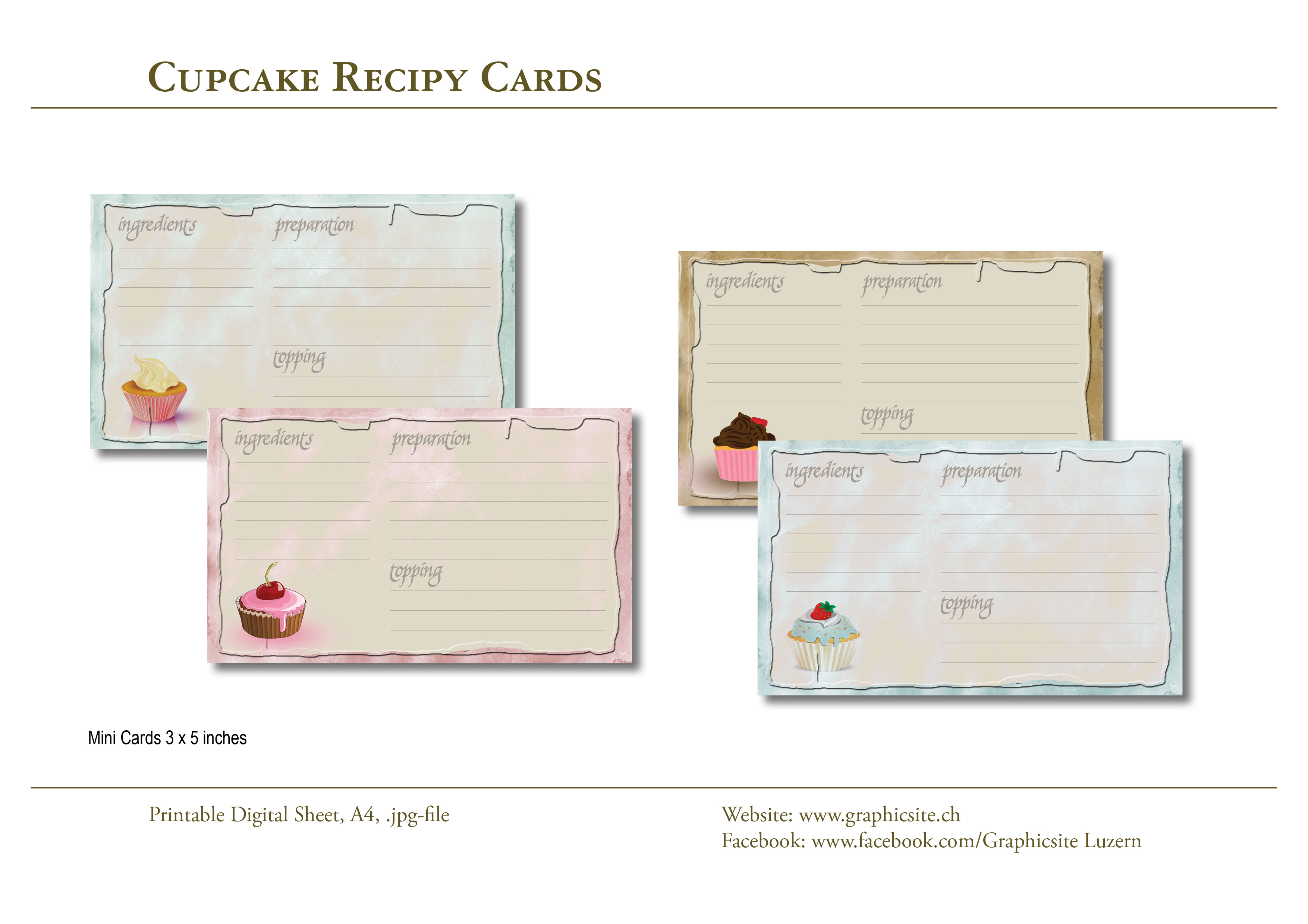 Karten selber drucken - 3 x 5 Bilder - Cupcakes Rezepte, #dessert, #rezepte, #karten, #basteln, #drucken,